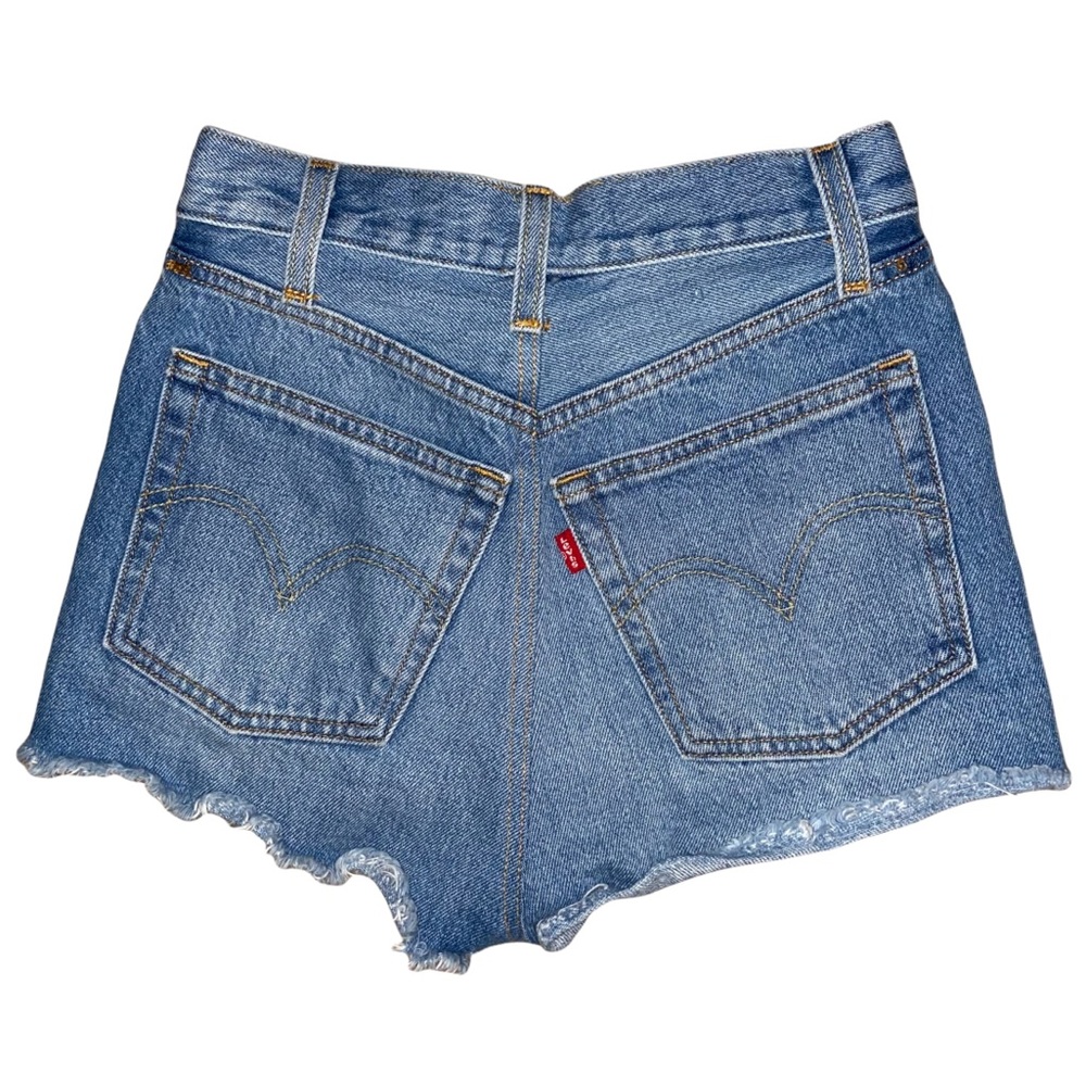 LEVI’S 501 High Rise Distressed Cut Off Bootie Denim Jean Shorts Size 24